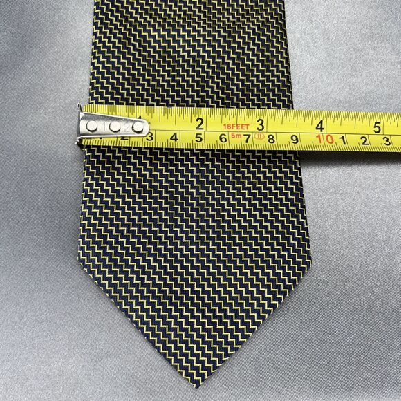 VTG Ralph Lauren 100% Silk Tie Gold Black Zig Zag Handmade USA Repp Necktie Prom - Picture 10 of 10